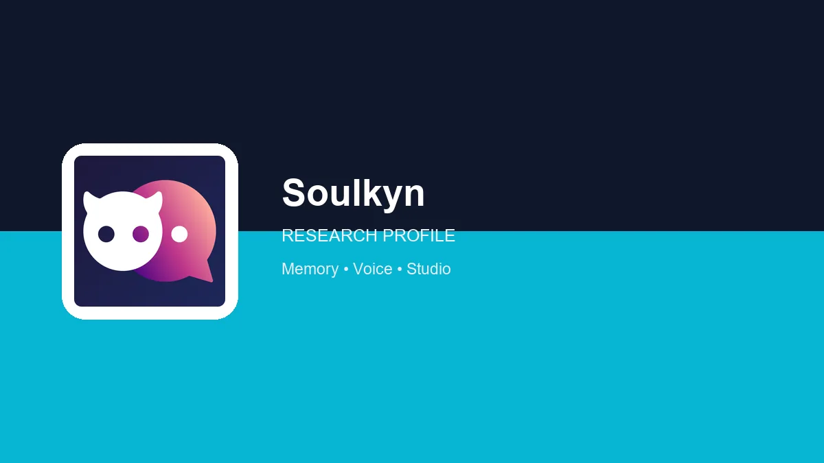 Official Soulkyn logo on an editorial research card